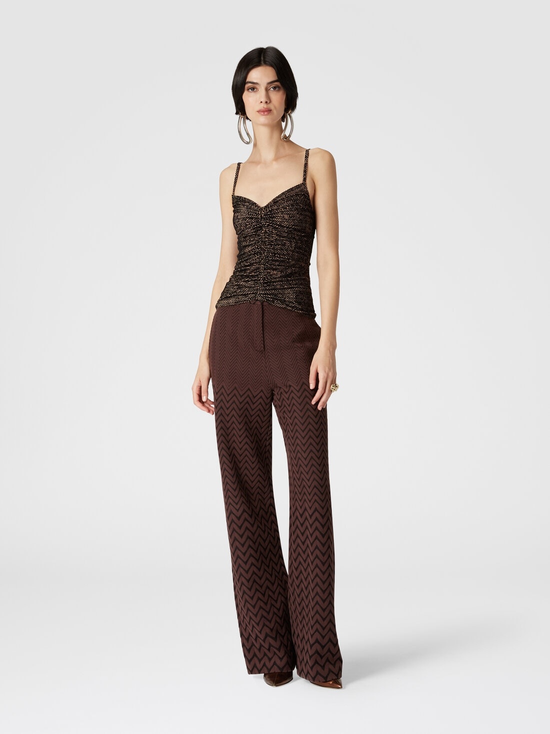 Zig zag tulle tank top with gathering - 2