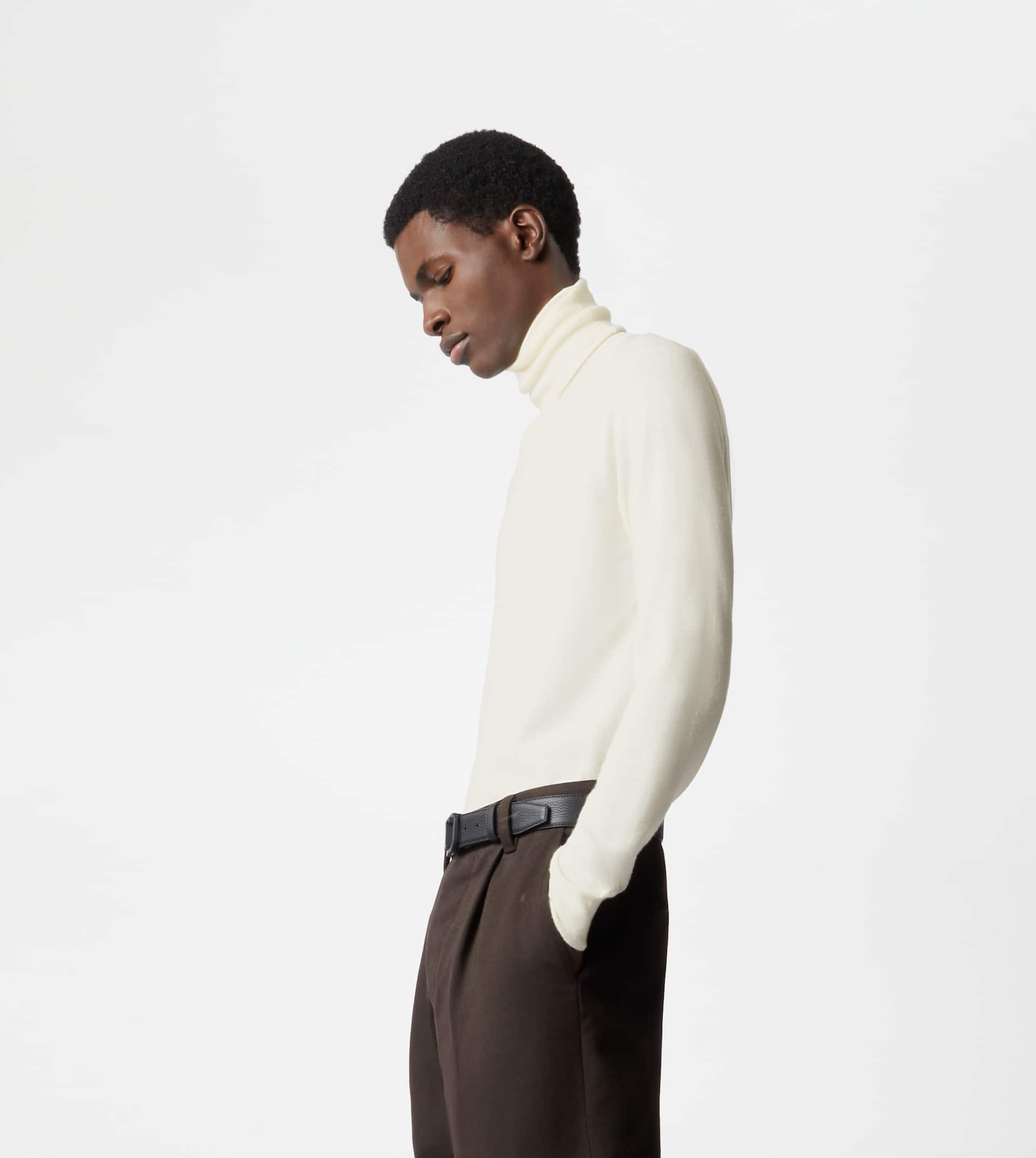 TURTLENECK IN WOOL AND SILK - WHITE - 3