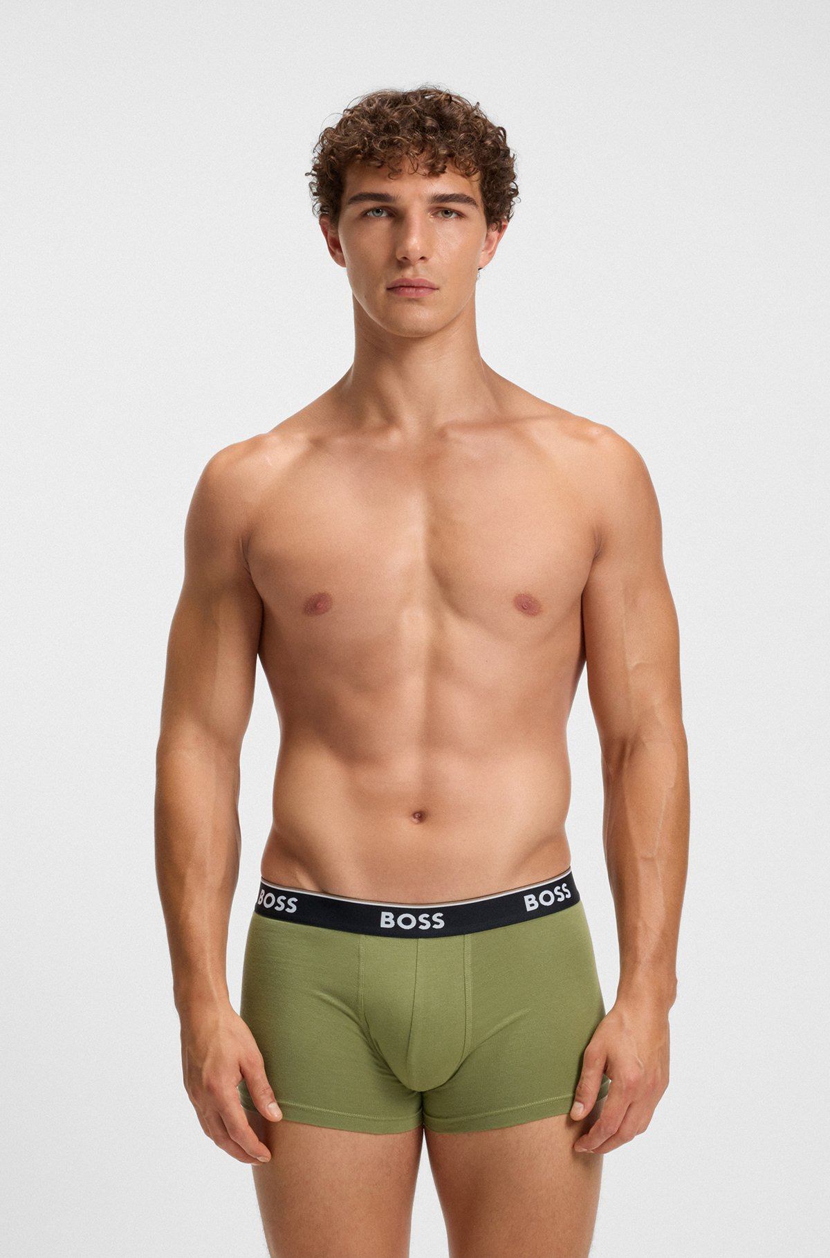 THREE-PACK OF STRETCH-COTTON TRUNKS WITH LOGO WAISTBAND - 7