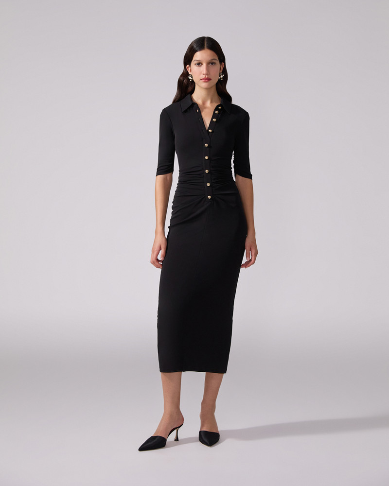 CAROLINA HERRERA Ruched Button-Front Midi Dress outlook