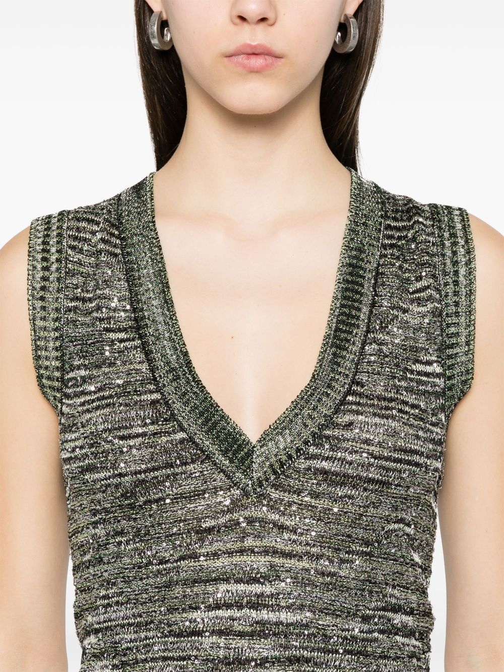 sequined slub-knit tank top - 5