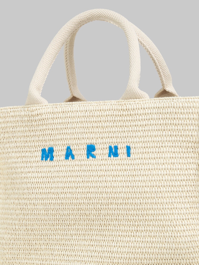 WHITE RAFFIA-EFFECT SMALL TOTE BAG - 5