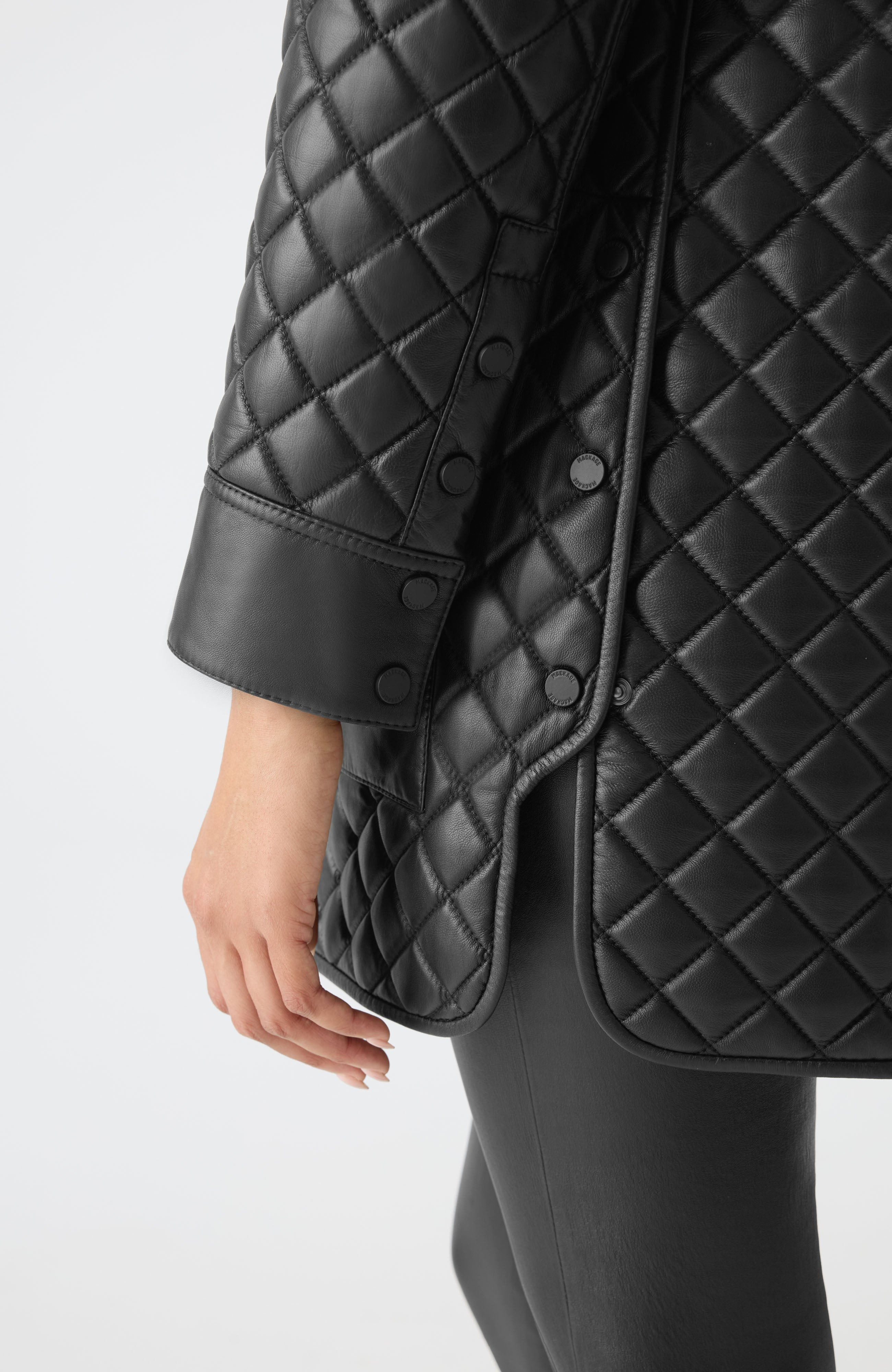 LITZY Quilted Leather Jacket with Hood - 7