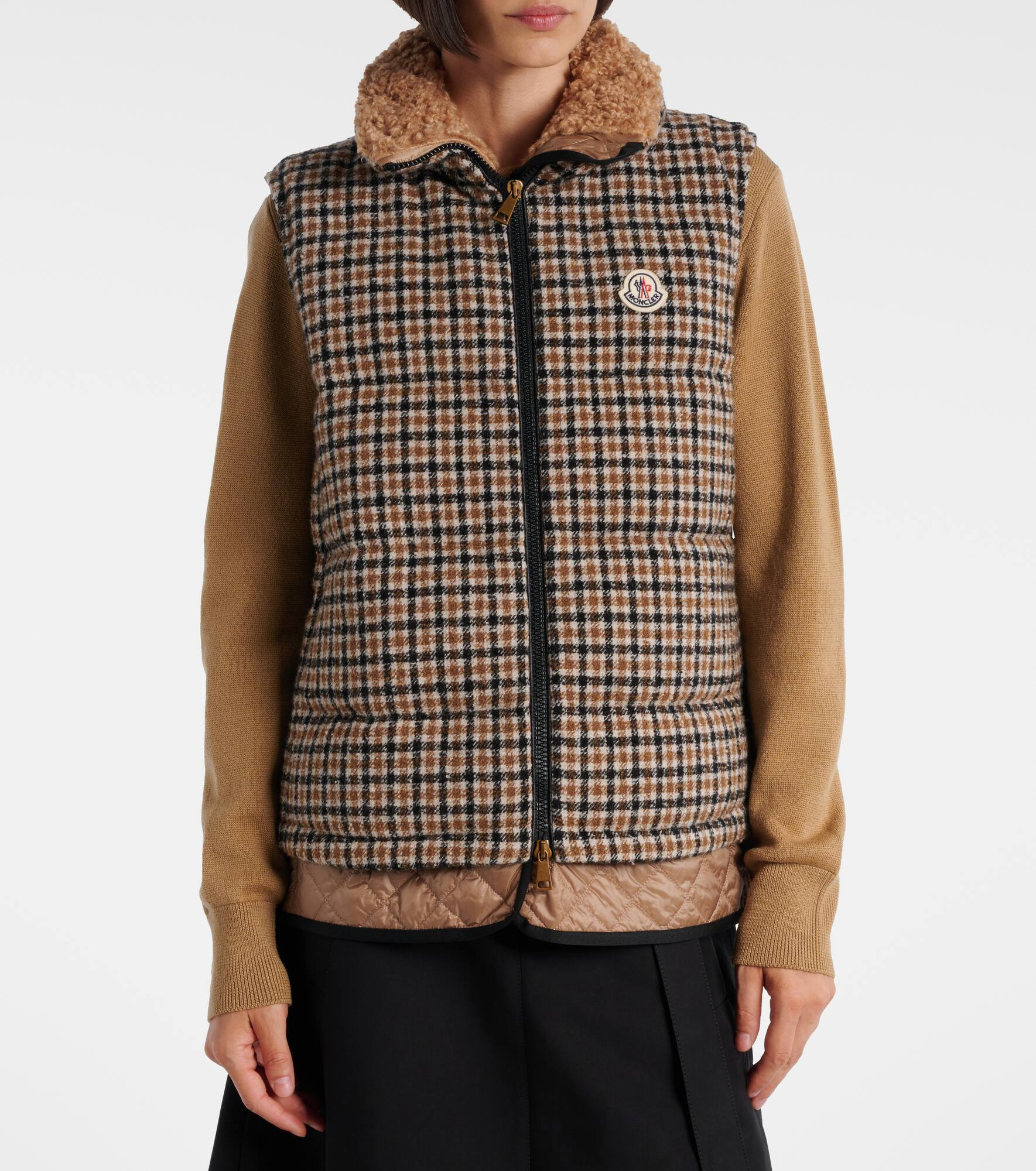 Touvet checked wool-blend down vest - 6
