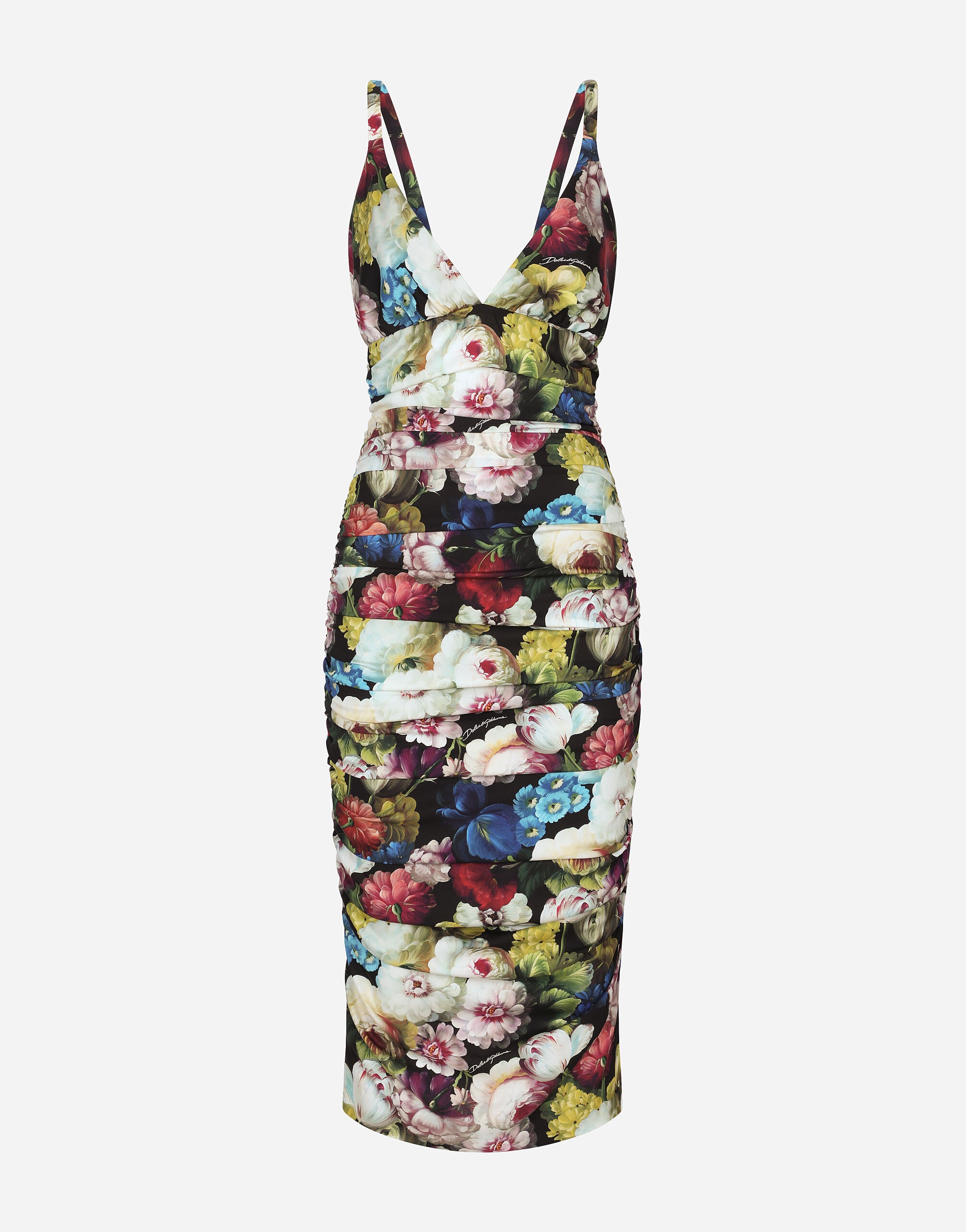 Charmeuse slip dress with nocturnal flower print - 1