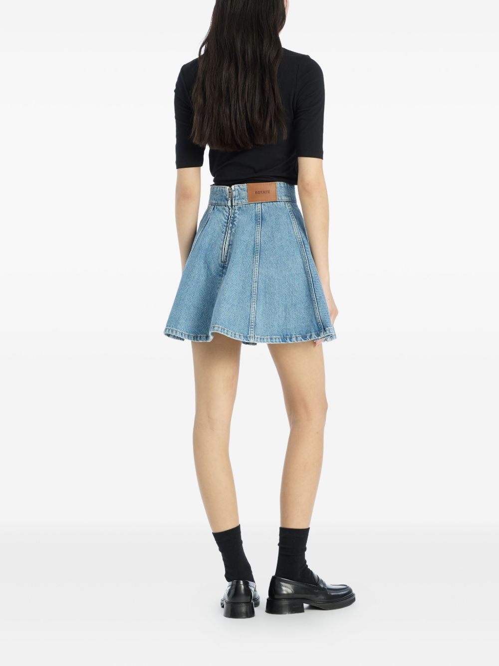 pleated denim mini skirt - 3