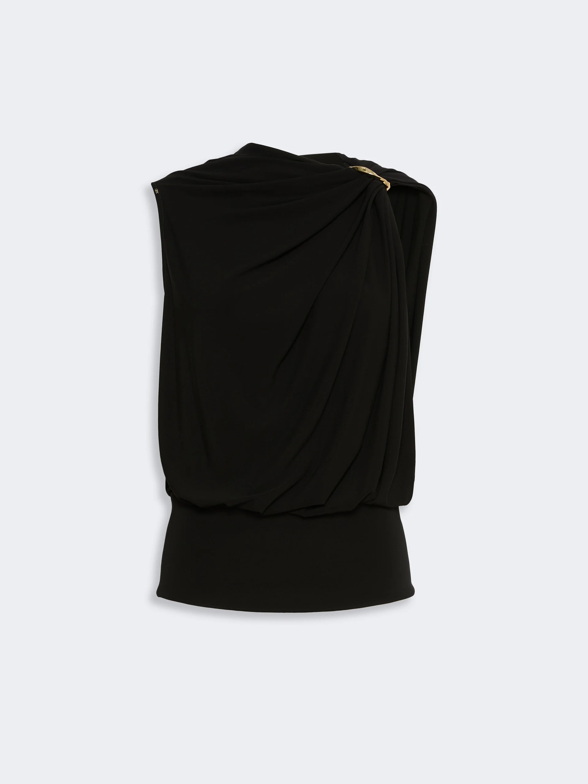LACUNA Draped fluid jersey top - BLACK - 1