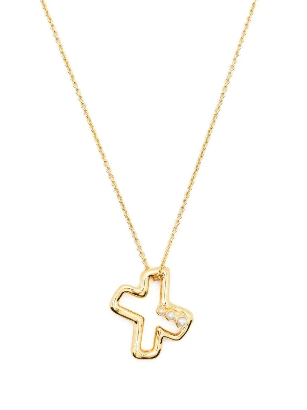 pearl-embellished initial pendant necklace - 1