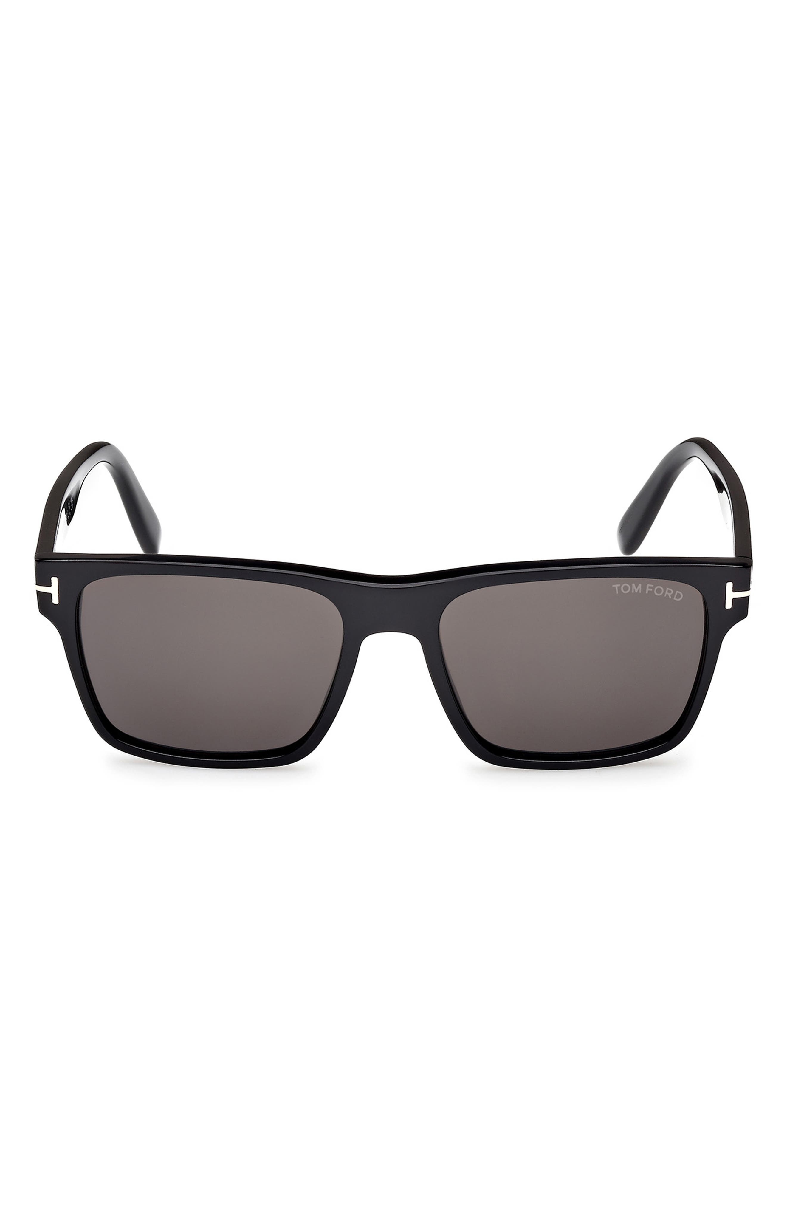 TOM FORD Calder 55mm Square Sunglasses in Shiny Black Eco /Smoke Lenses at Nordstrom - 1