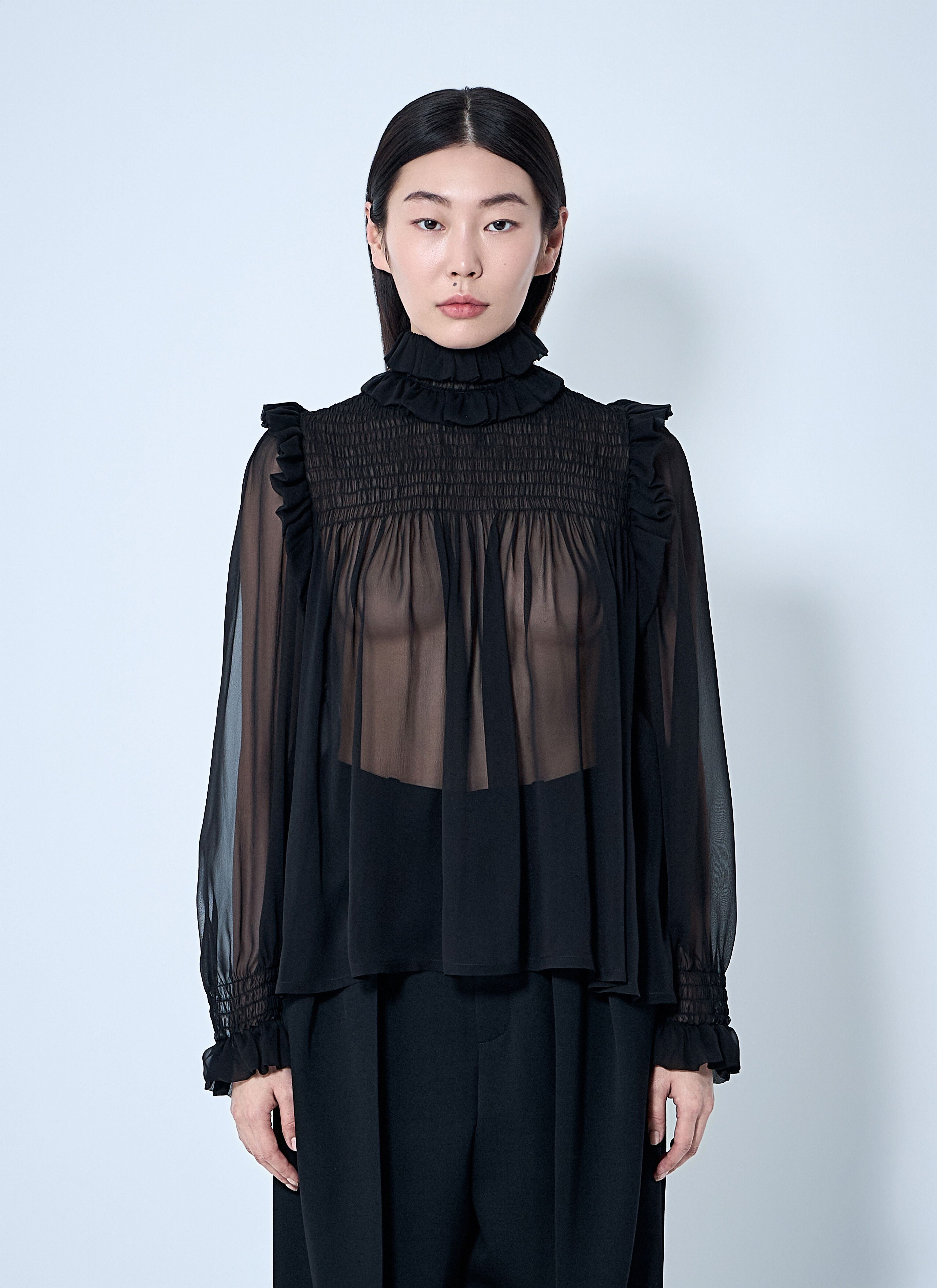 Ruffled Silk Blouse - 1