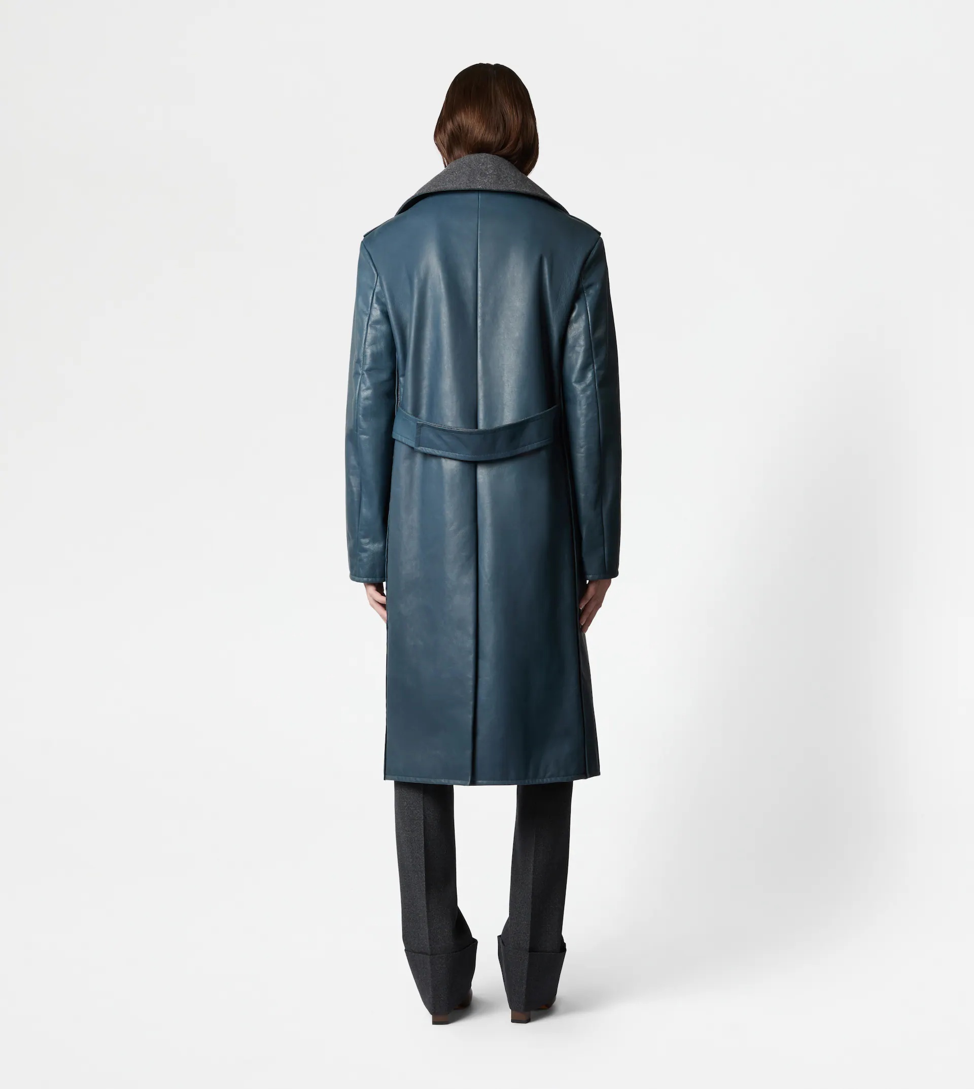 COAT IN LEATHER - BLUE - 3