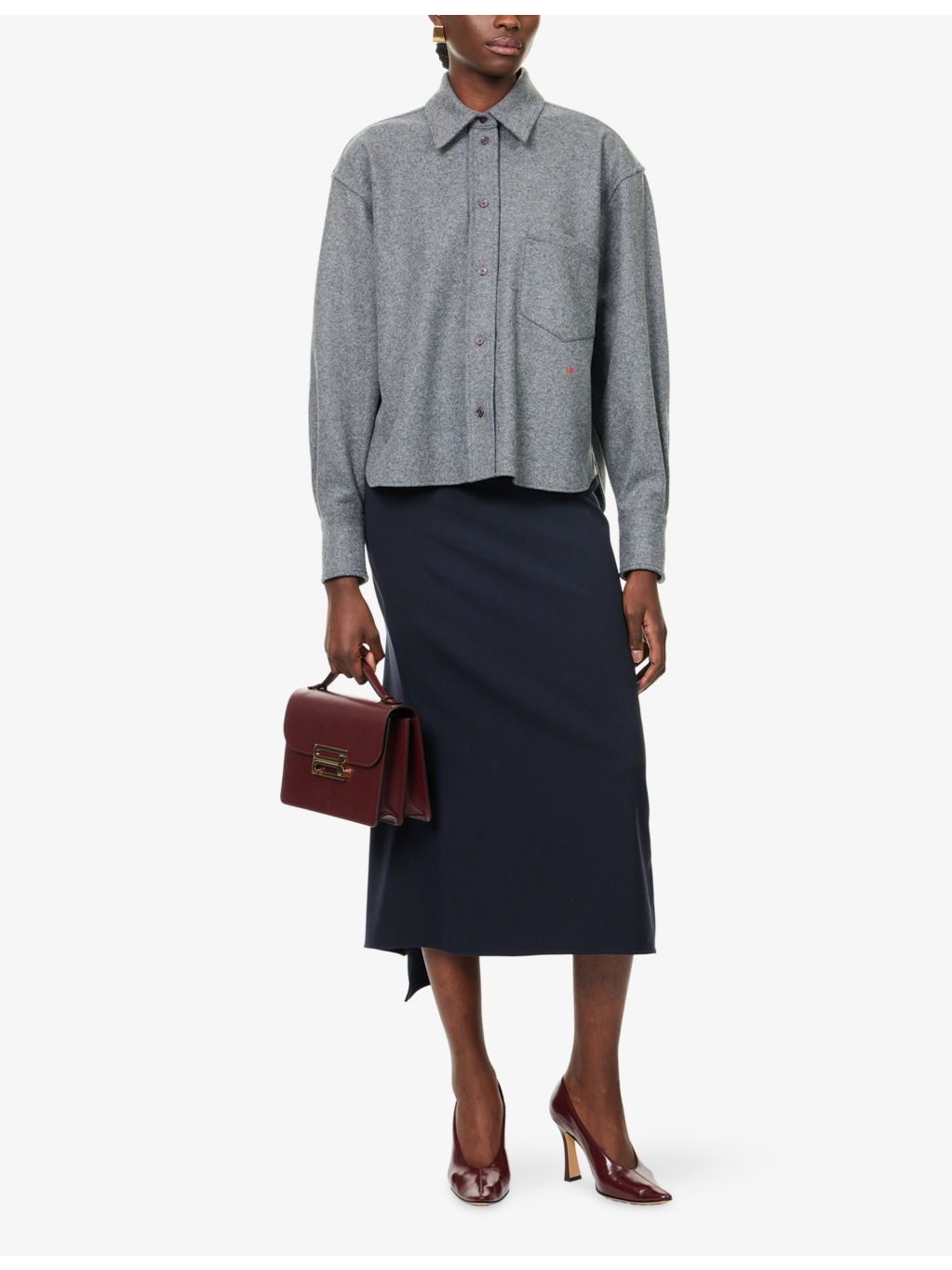 Cropped Long-Sleeves Wool And Cashmere Shirt - 2