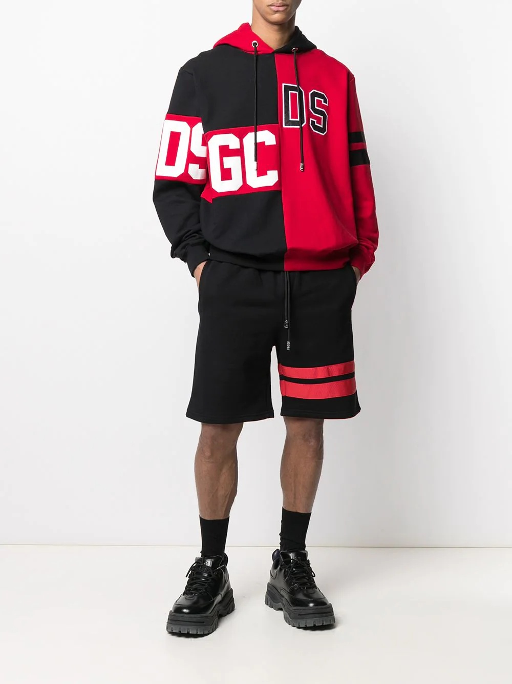 logo-print colour-block hoodie - 2