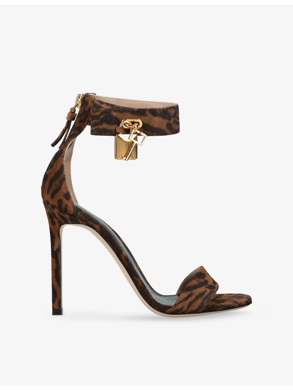 Padlock 105 Leopard-Print Suede Heeled Sandals - 1