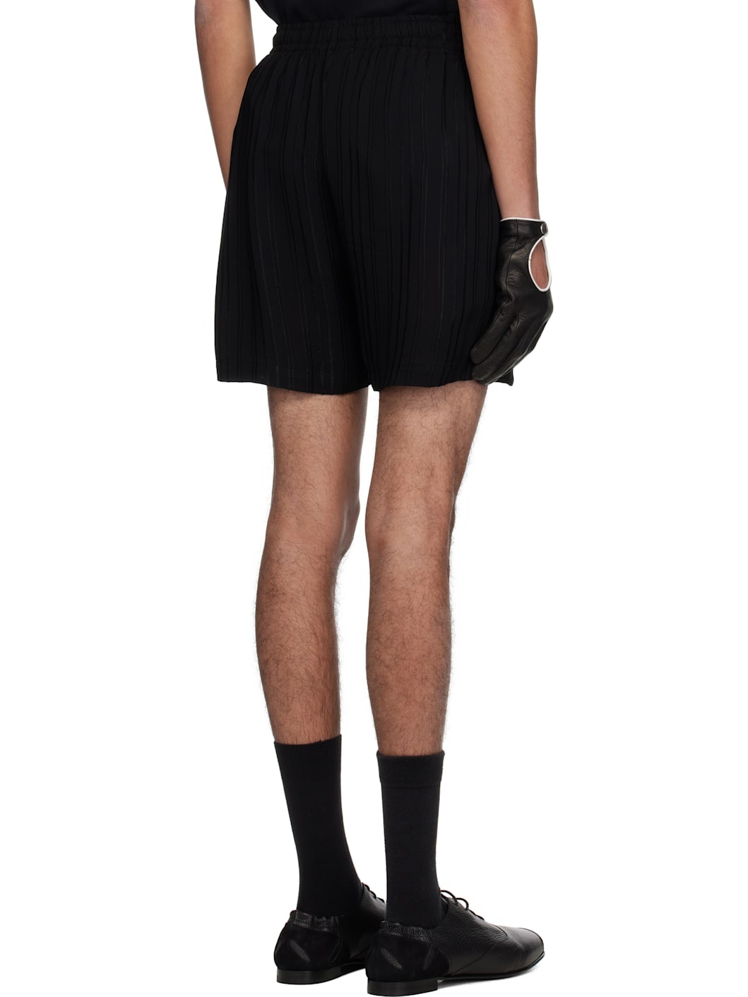 Black Pin Stripe Track Shorts - 3