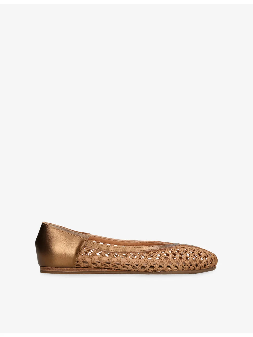 Aeropi Leather And Raffia Ballet Pumps - 1
