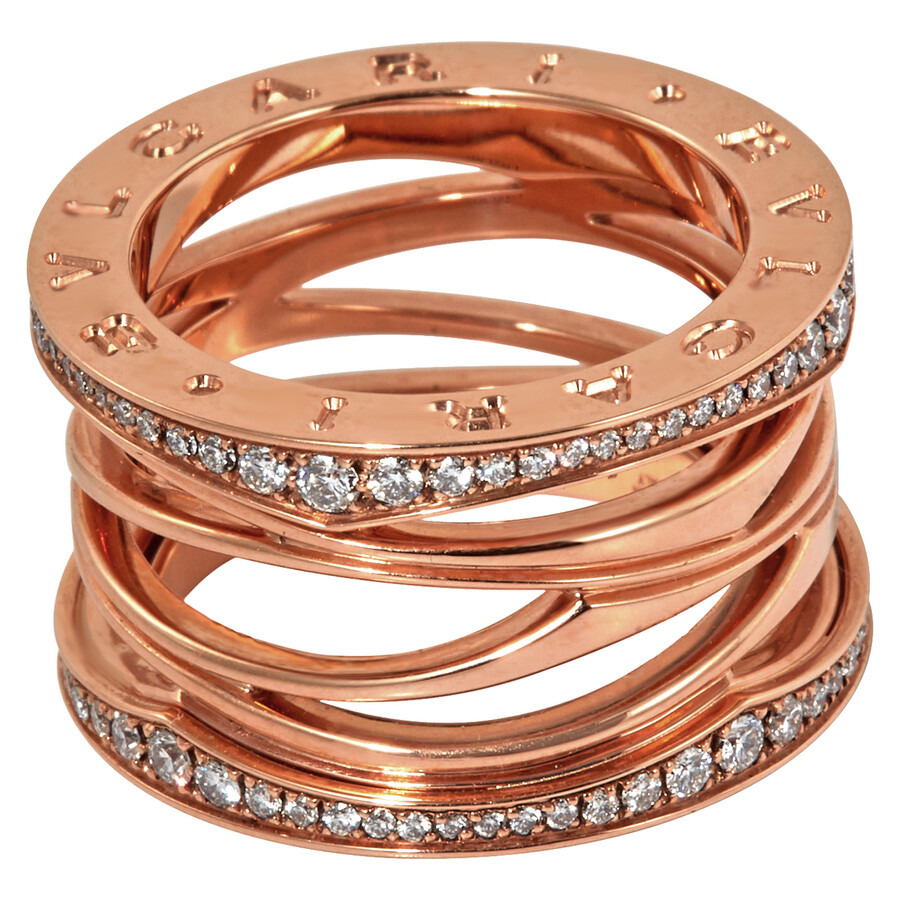 Bvlgari B.Zero1 Ladies 4-Band Ring In 18 Kt Rose Gold And Pave, Size 53 - 3