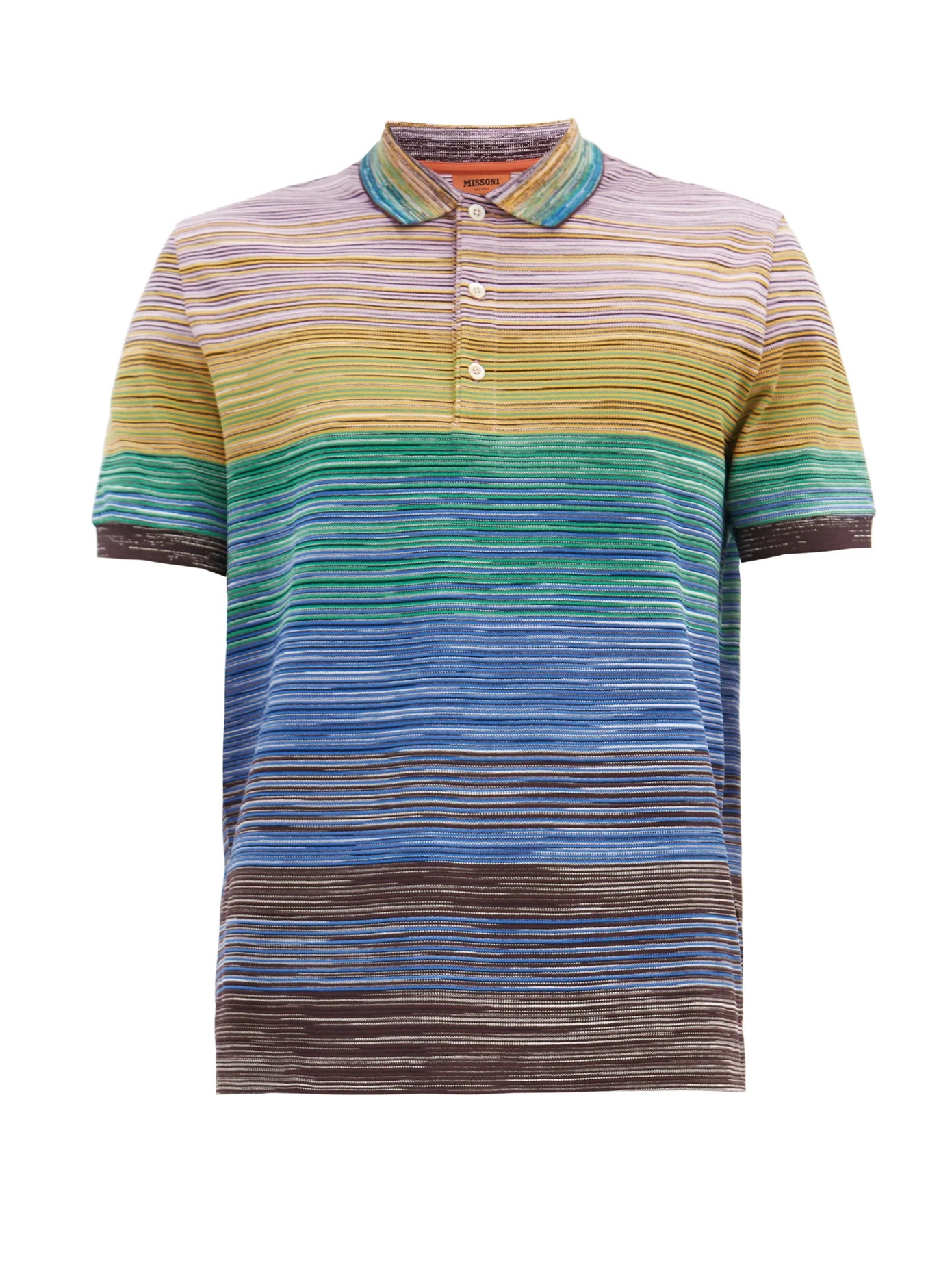 Striped cotton-piqué polo shirt - 1