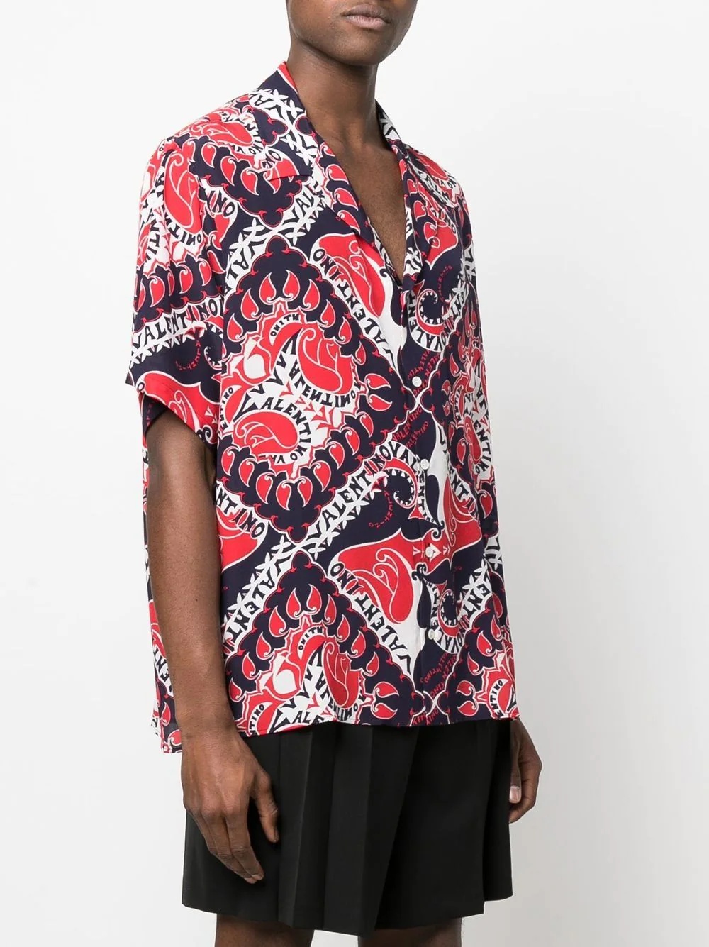 bandana-print short-sleeve silk shirt - 3