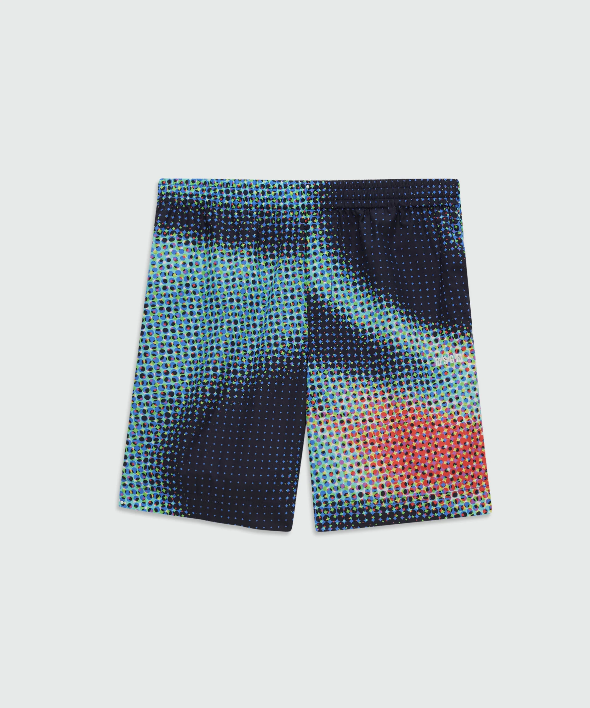 Multicolor cotton Bermuda shorts with pixel print and embroidery at the hem - 1