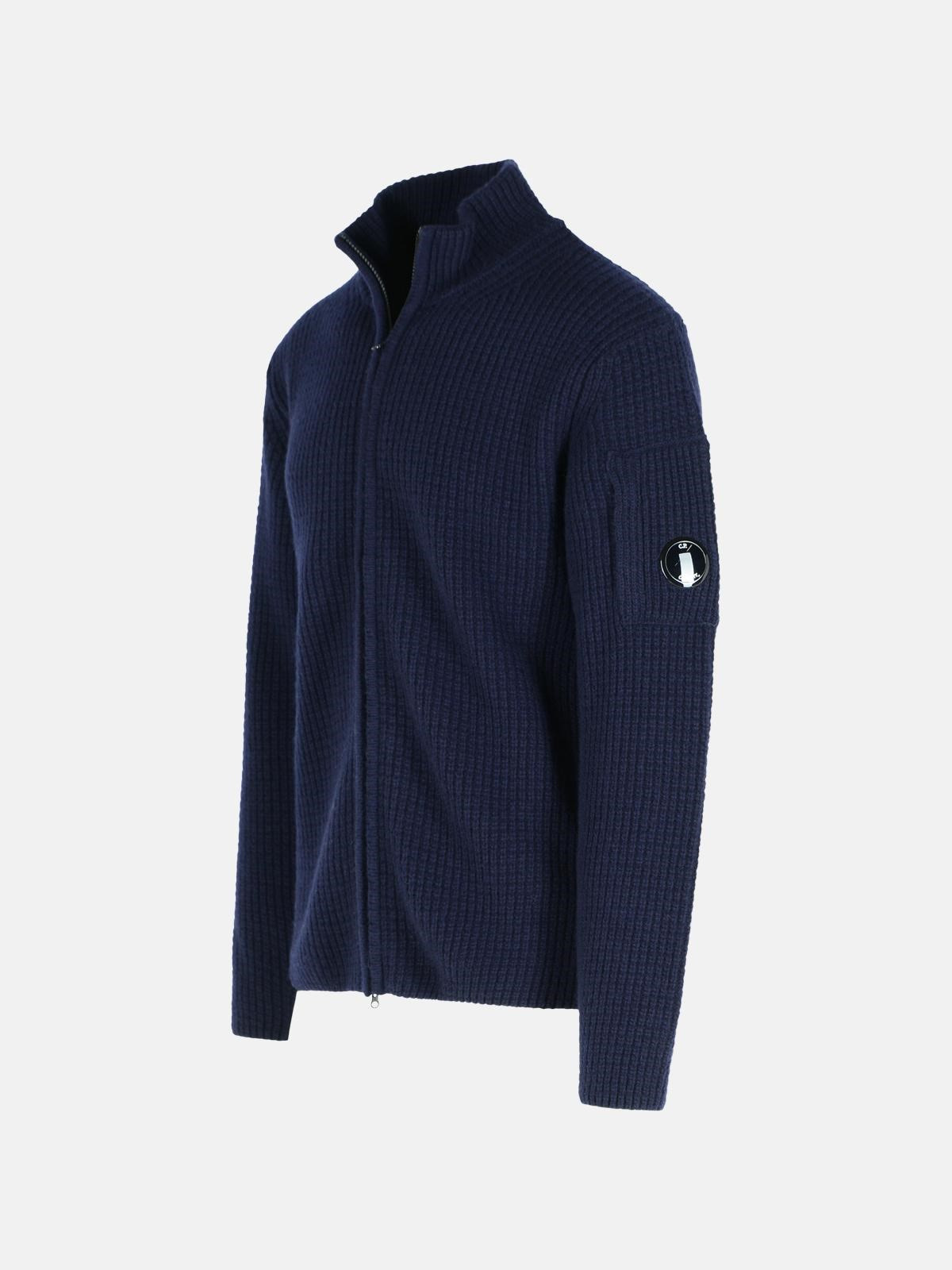 NAVY WOOL BLEND SWEATER - 2