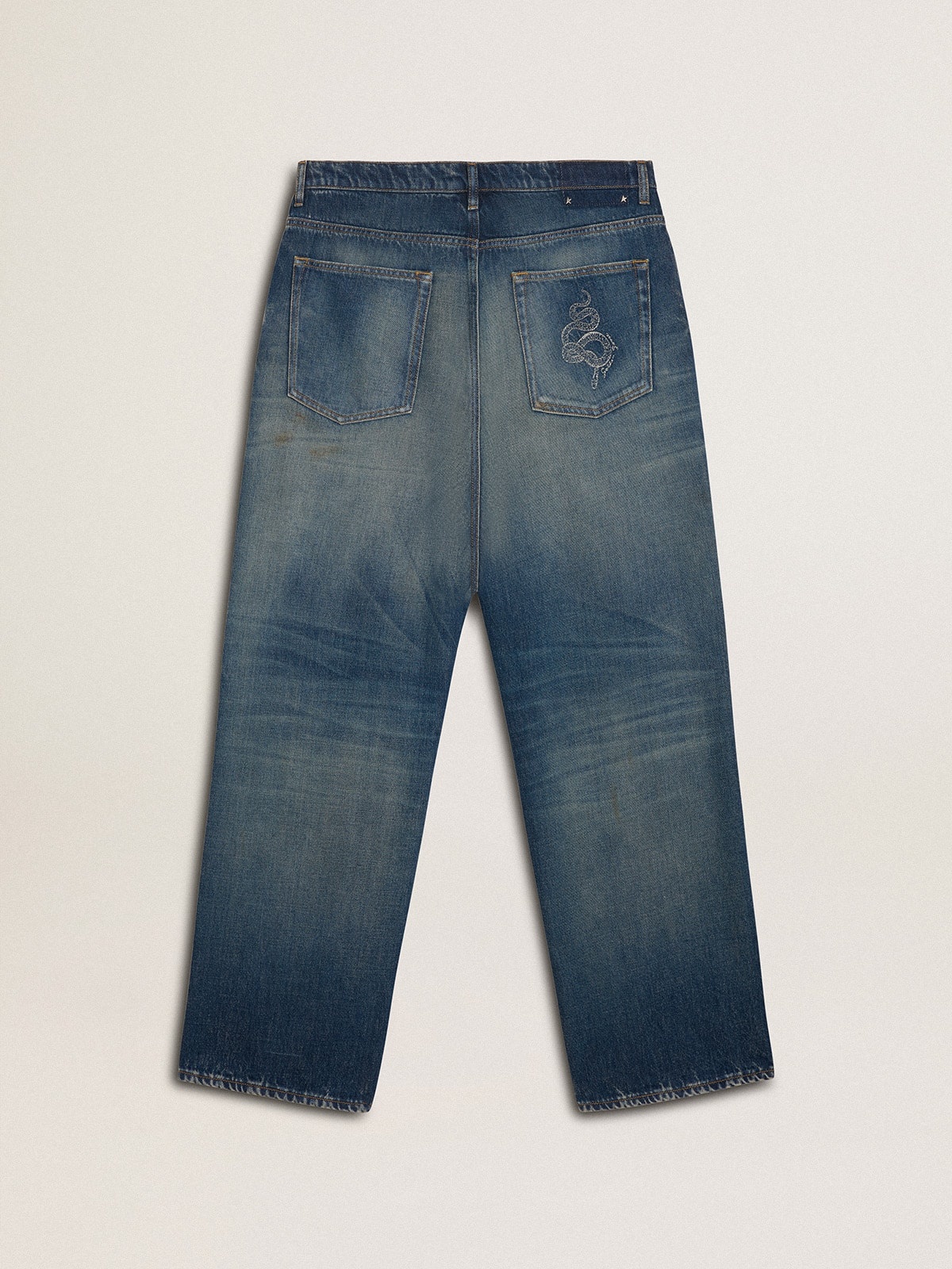 Men's loose fit medium wash CNY jeans - 2