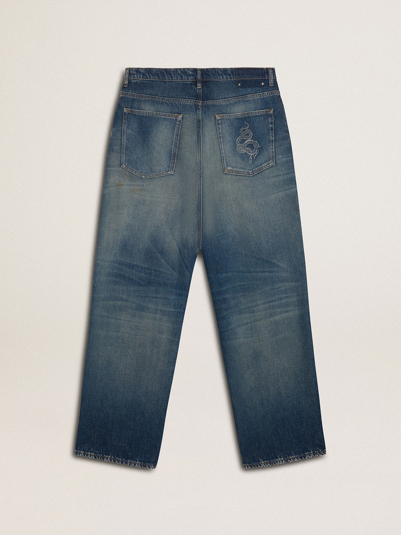 Golden Goose Men's loose fit medium wash CNY jeans outlook