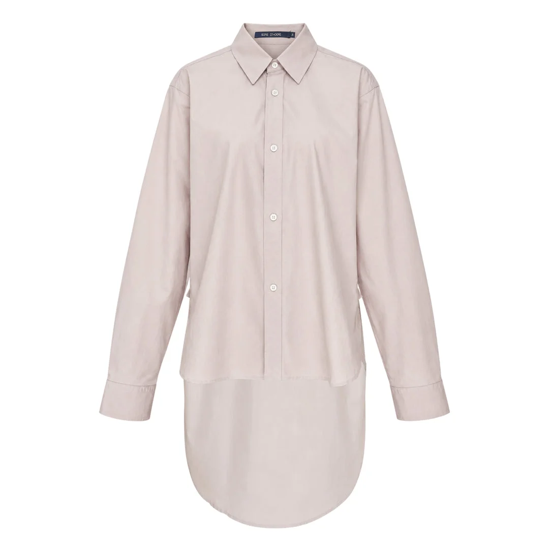 Long Sleeve Uneven Hem Blouse - 1