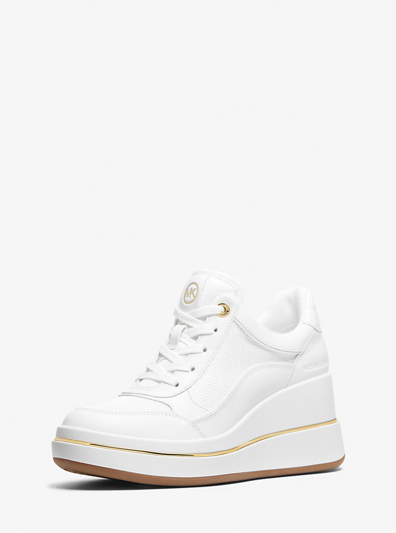 MICHAEL KORS Emmy Leather and Mesh Wedge Trainer outlook
