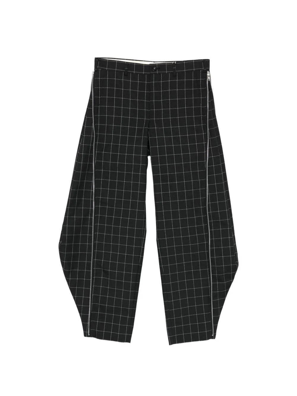windowpane check zip trousers - 1