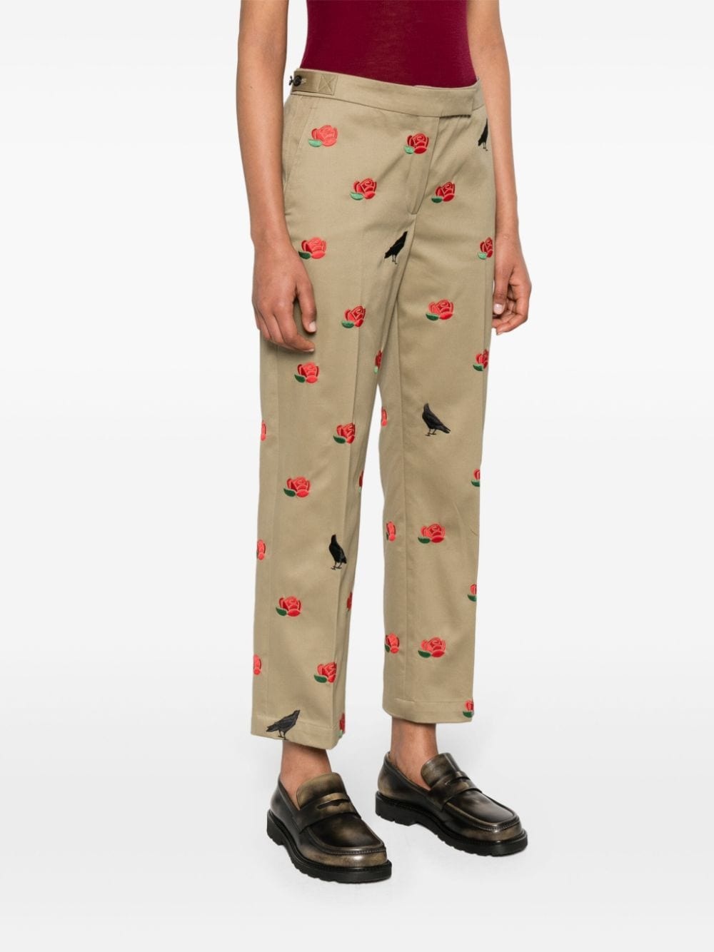 mid-rise tailored twill trousers - 3