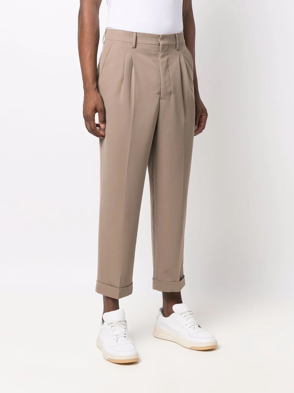 Carrot Fit Trousers With Hem And Pleats - 3