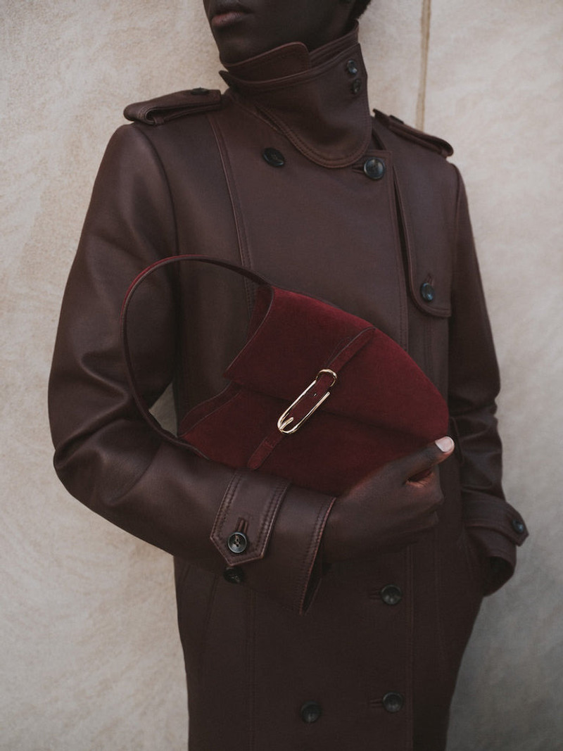 Liffner BELTED BUCKET BAG MINI MAROON SUEDE outlook
