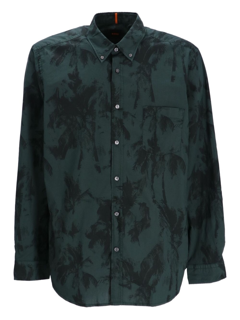 palm tree-print button-up shirt - 1
