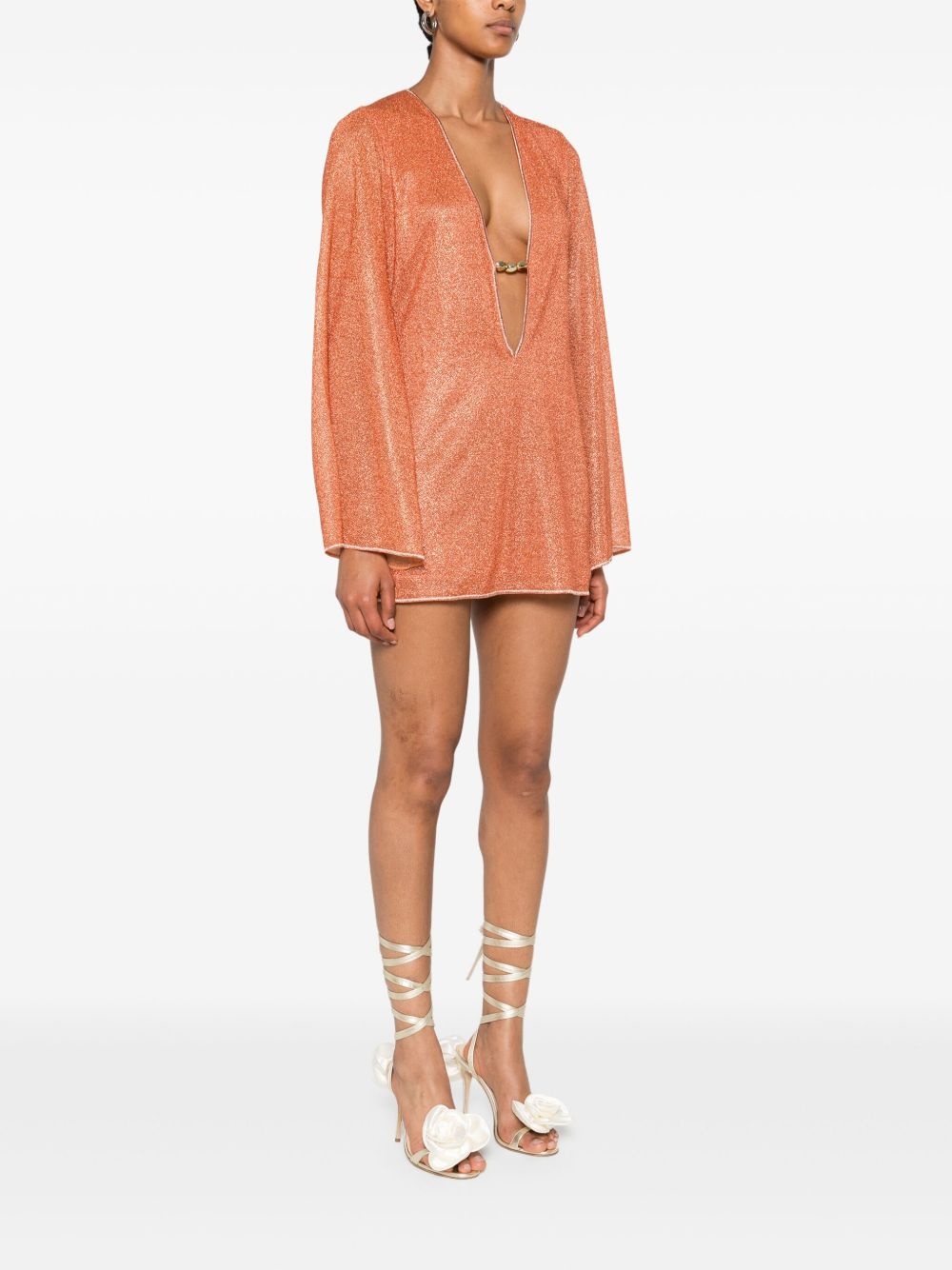 lurex-detail mini dress - 3