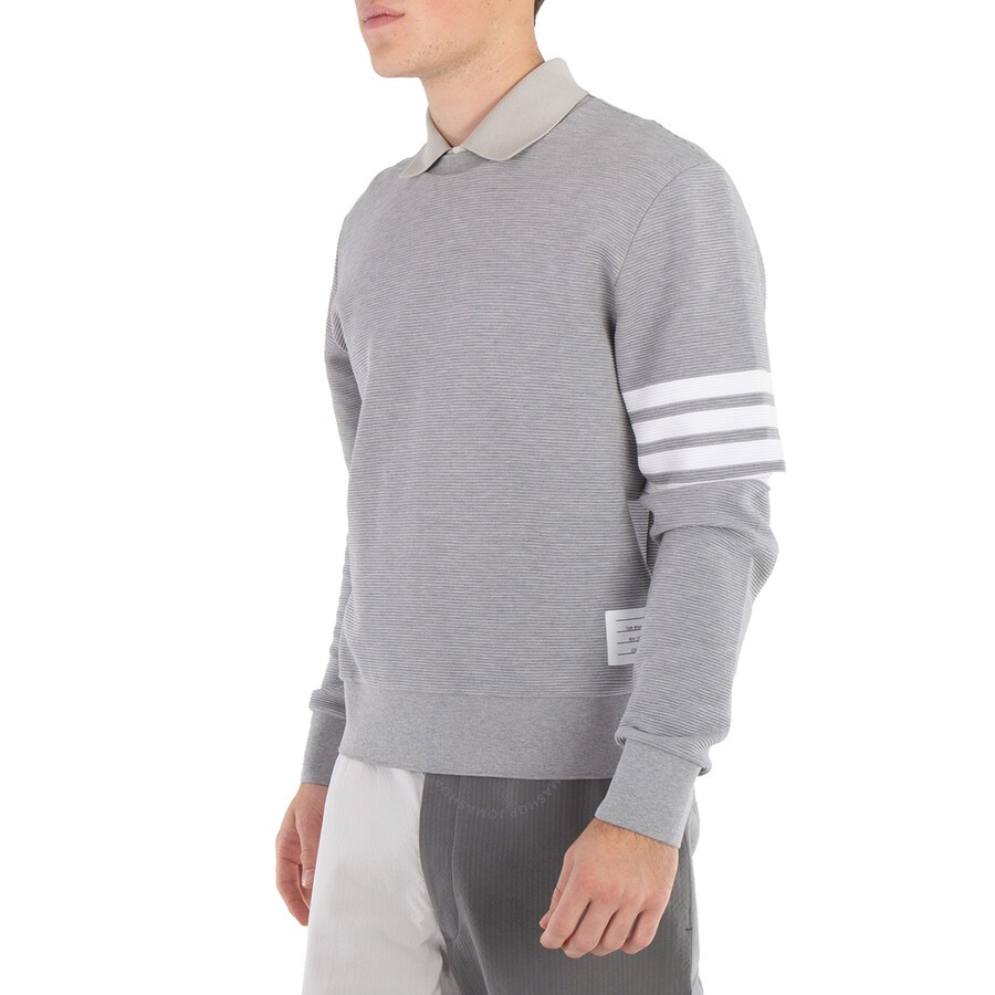 Thom Browne Men's Light Grey 4-Bar Stripe Sleeve Sweatshirt - 2