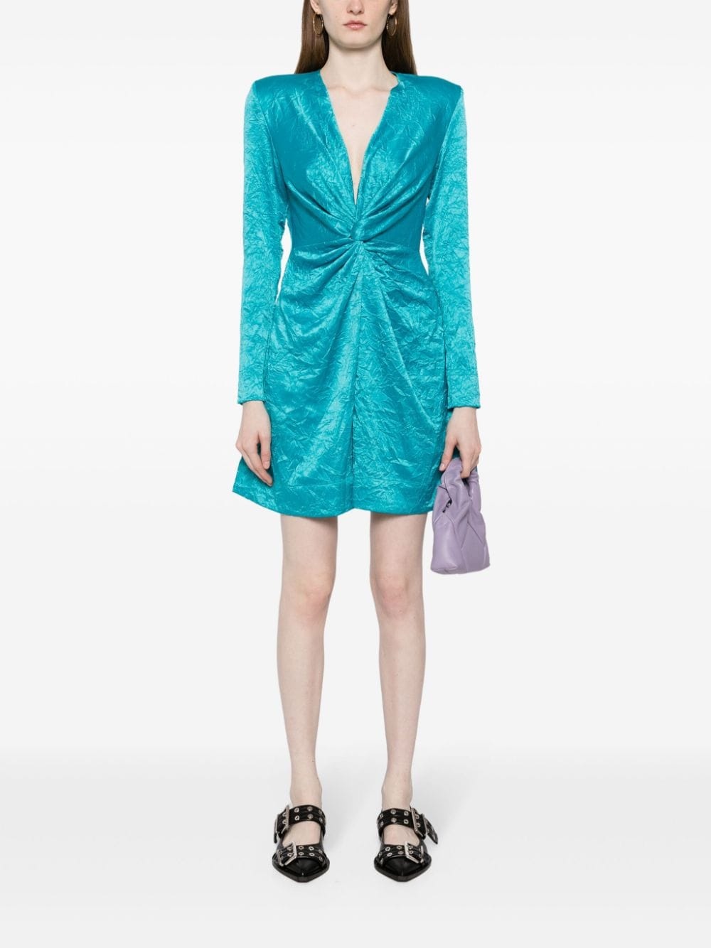 crinkled-satin knot dress - 4
