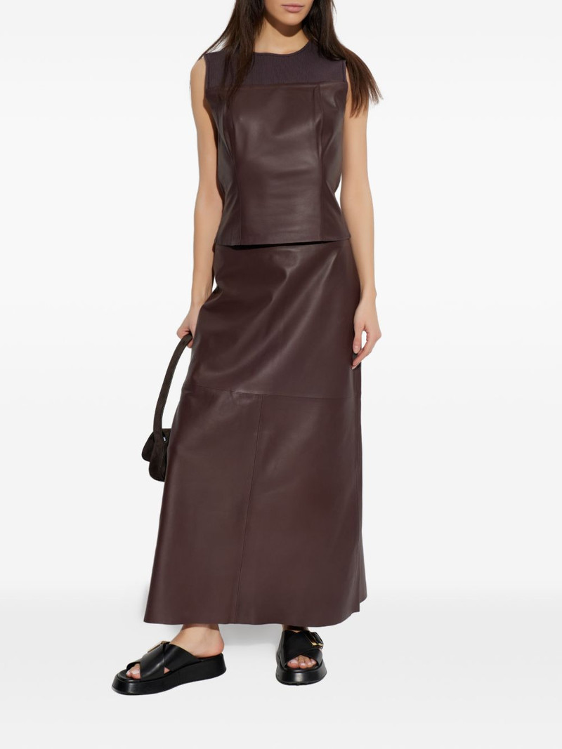 SAMSØE SAMSØE Sapia ribbed-detail lambskin top outlook