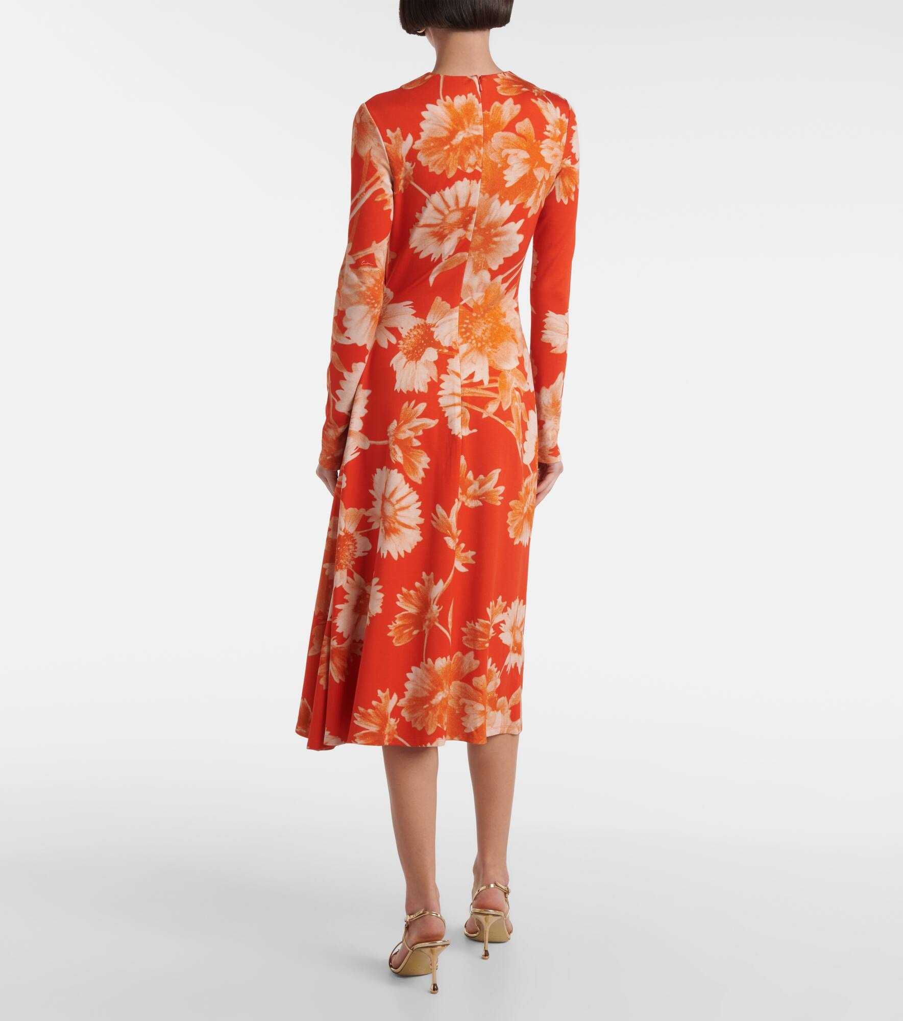 Floral draped ponte jersey midi dress - 3