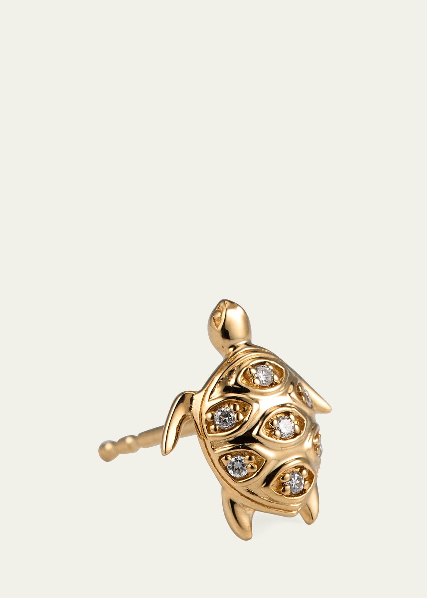 14K Turtle Earring with Marquise Eye Shell, Single - 3