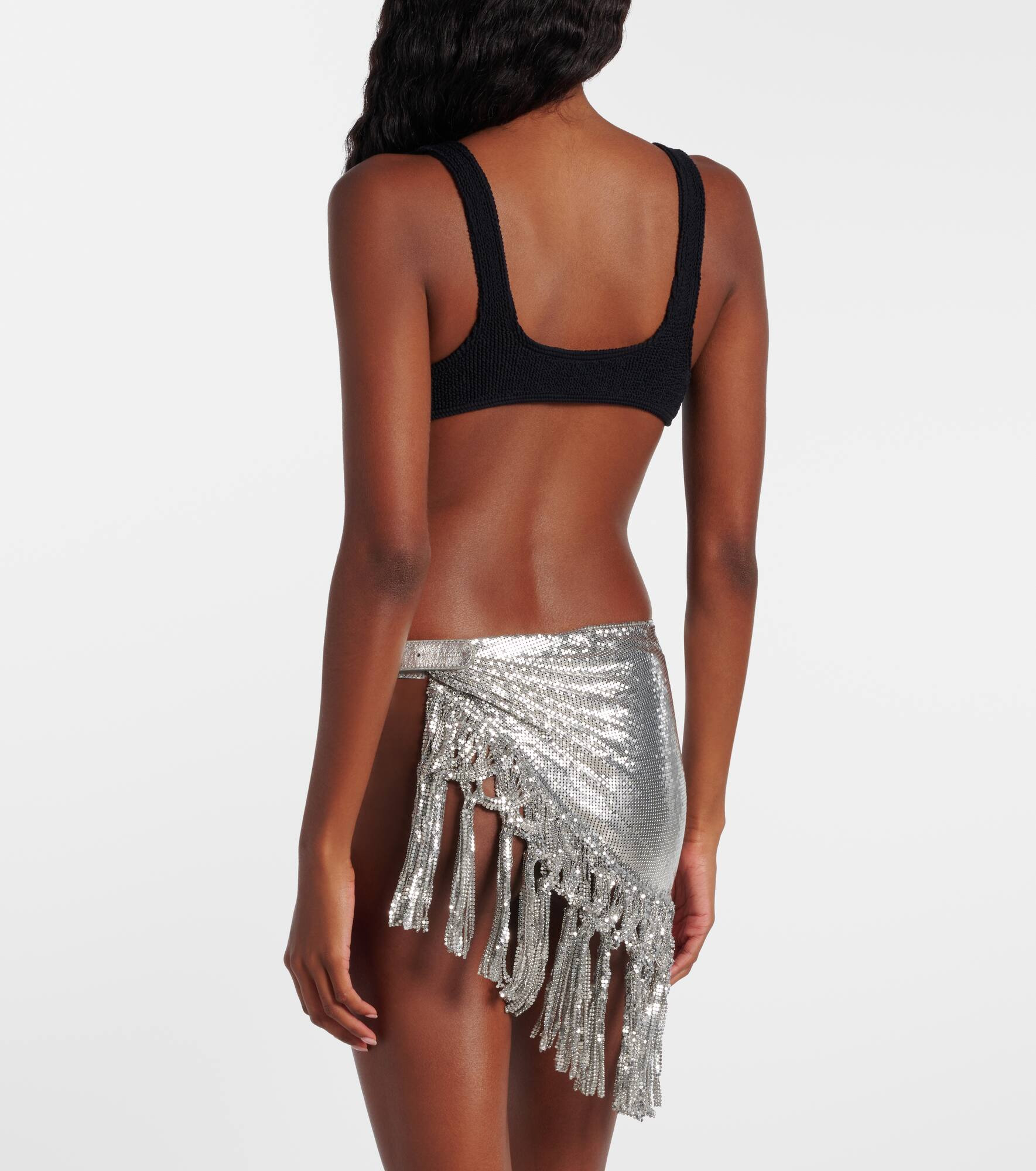Chainmail leather-trimmed miniskirt - 3