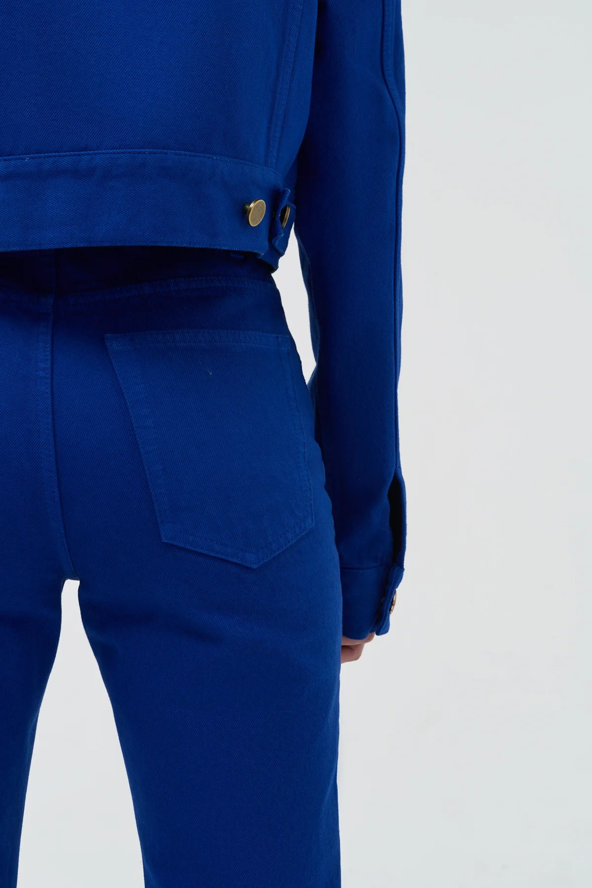Ezra Bootcut Cropped Jean in Cobalt Recycled Cotton Denim - 7