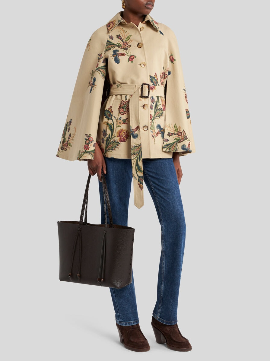 CAPE-STYLE TRENCH COAT WITH FLORAL PRINT - 3