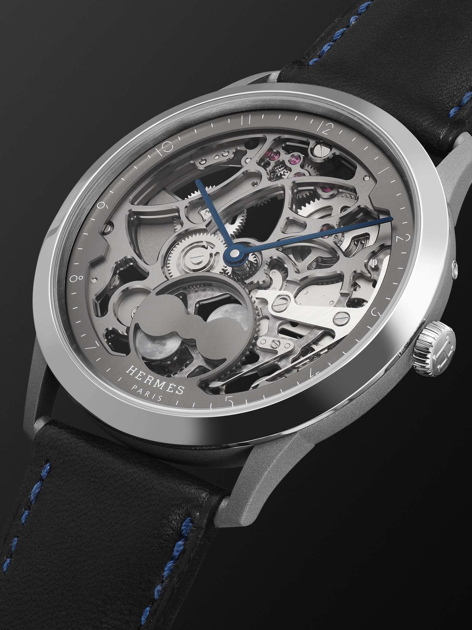 Slim d'Hermès Squelette Lune 39.5mm Automatic Titanium and Leather Watch, Ref. No. 054695WW00 - 4