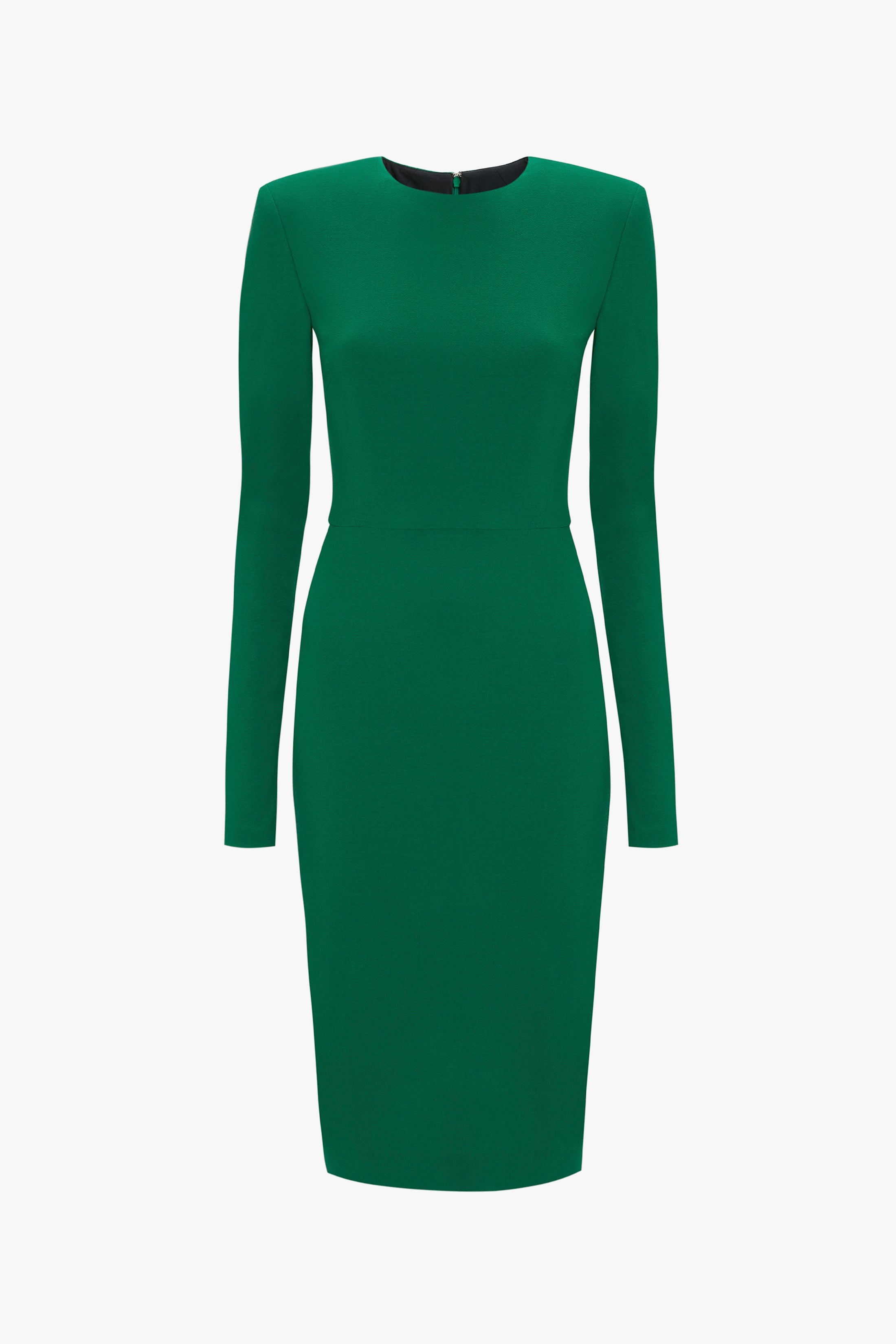 Long Sleeve T-Shirt Fitted Dress in Emerald - 1