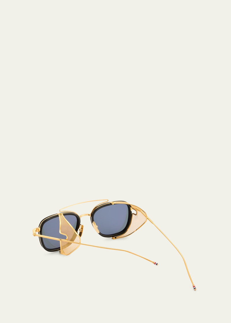 Thom Browne Men's Acetate and Titanium Rectangle Sunglasses with Side Shields outlook
