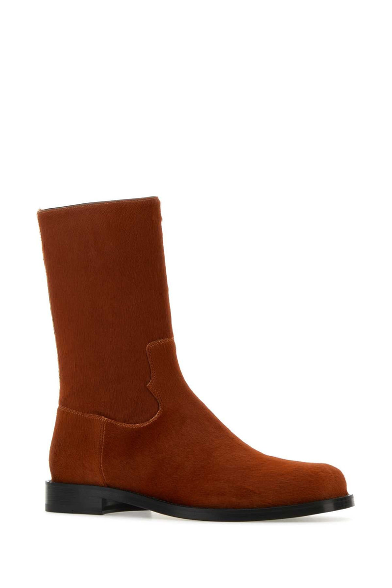 Dries Van Noten Brick Calfhair Ankle Boots Tan Stivali outlook