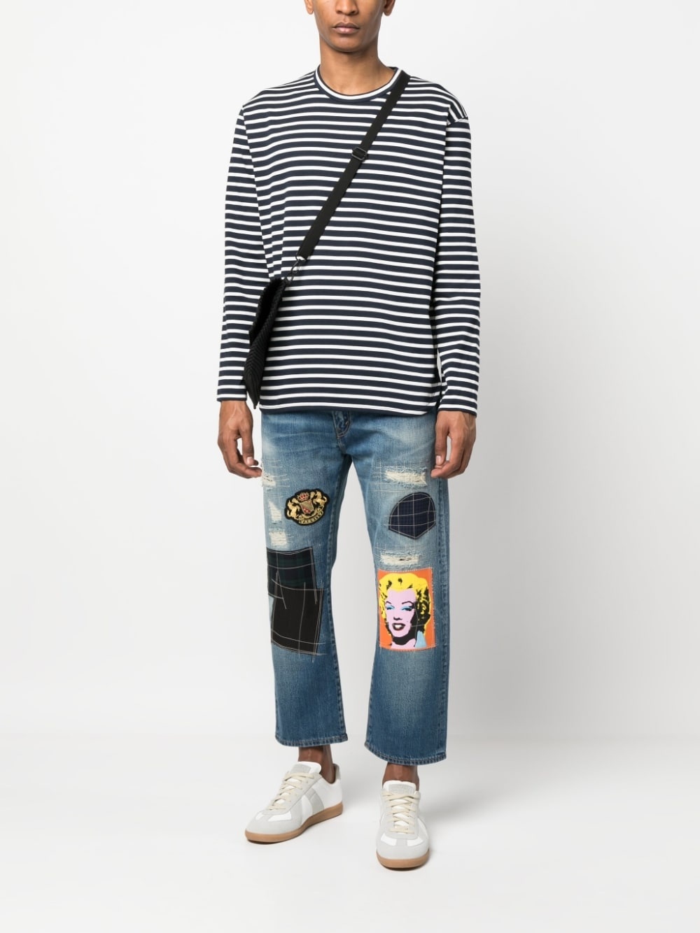 Patchwork cropped jeans - 2
