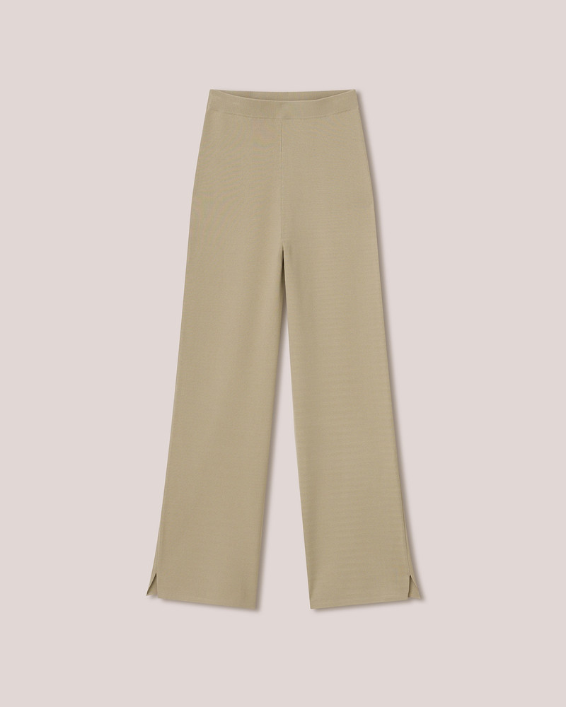 DOMINO - Compact viscose wide leg ankle split pants - Pebble 1