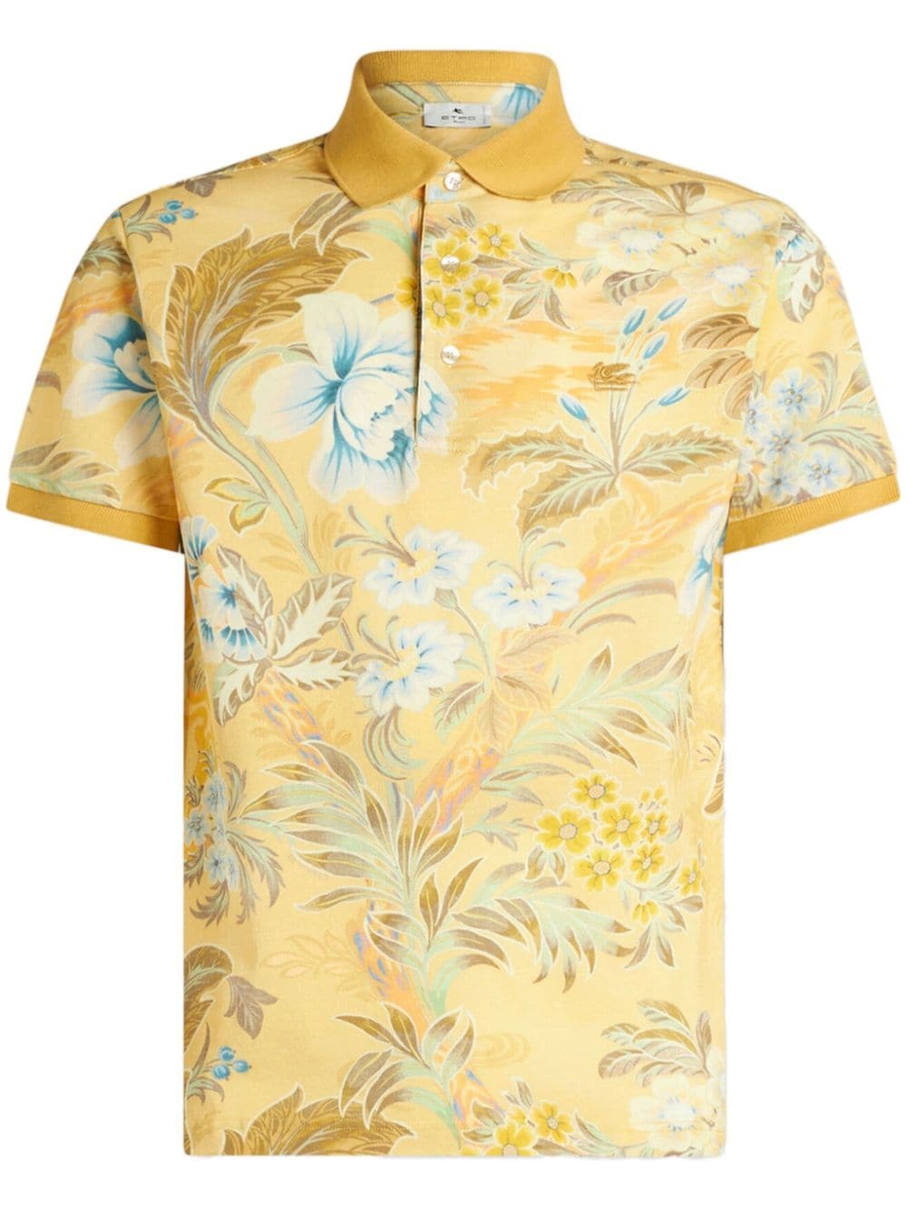 floral-print cotton polo shirt - 1